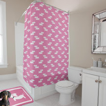 Dachshund Shower Curtain Pink Doxie Bathroom