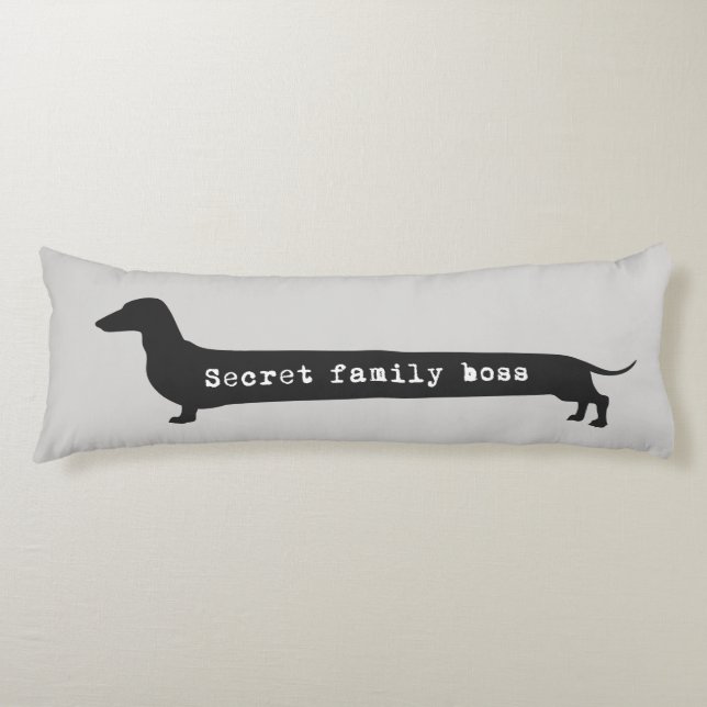 Dachshund silhouett secret family boss long pillow (Front)