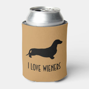 Dachshund silhouette black + your ideas can cooler