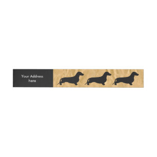 Dachshund silhouette black + your ideas wraparound address label