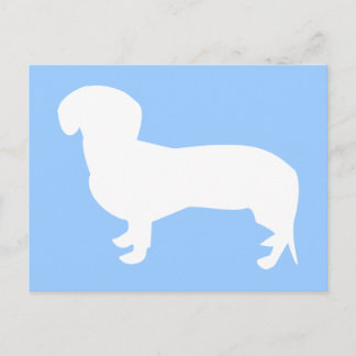 Dachshund Silhouette Blue Postcard