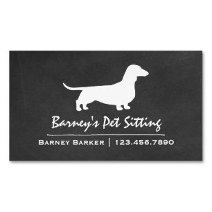Dachshund Silhouette Chalkboard Style Magnetic Business Card