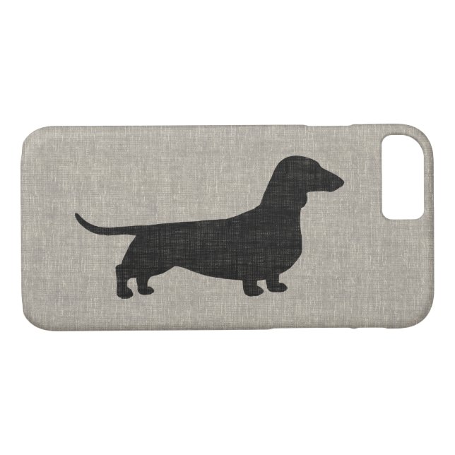 Dachshund Silhouette Faux Linen Style Case-Mate iPhone Case (Back (Horizontal))