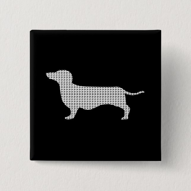 Dachshund Silhouette From Many 2 Inch Square Button (Front)