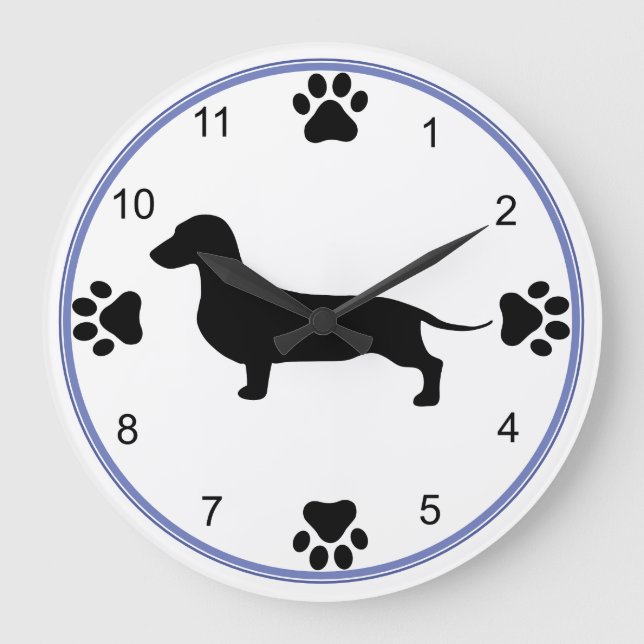 Dachshund Silhouette Large Clock (Front)