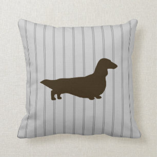 Dachshund Silhouette (Long Haired Doxie) Throw Pillow