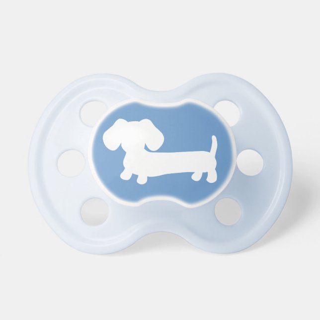 Dachshund Silhouette on Blue Pacifier (Front)