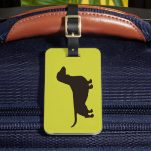 Dachshund Silhouette on Green (Colour Customizable Luggage Tag
