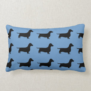 Dachshund Silhouette on Steel Blue or any colour. Lumbar Pillow