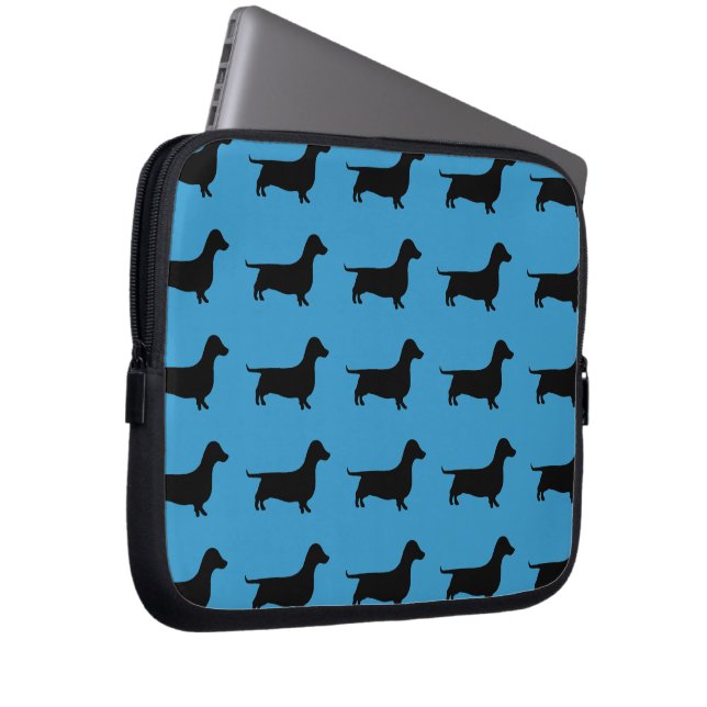 Dachshund Silhouette Pattern on any colour Laptop Sleeve (Front Right)