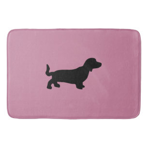 Dachshund Silhouette Pink Bath Mat