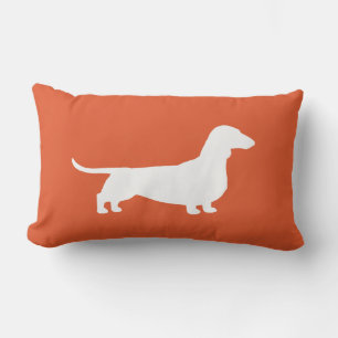 Dachshund Silhouette - Short Haired Wiener Dog Lumbar Pillow