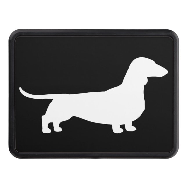 Dachshund Silhouette - Short Haired Wiener Dog Trailer Hitch Cover (Front)
