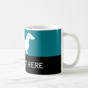 Dachshund silhouette white + your ideas coffee mug