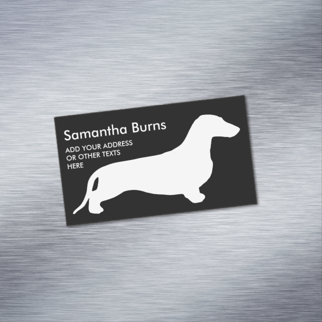 Dachshund silhouette white + your ideas 	Magnetic business card (In Situ)