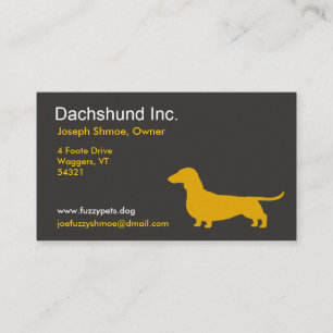 Dachshund Silhouette   Wiener Dog Grey and Yellow Business Card