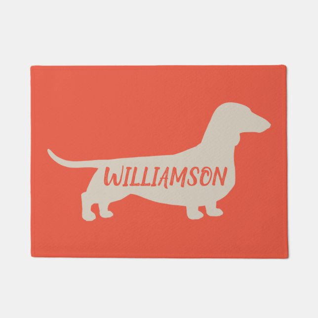 Dachshund Silhouette Wiener Dog Lover's Doxie Doormat (Front)