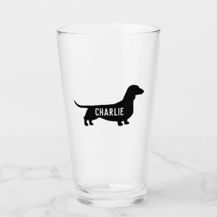 Dachshund Silhouette Wiener Dog Personalized Glass