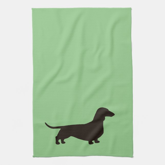 Dachshund Silhouette Wiener Dog Weenie Dog Kitchen Towel (Vertical)