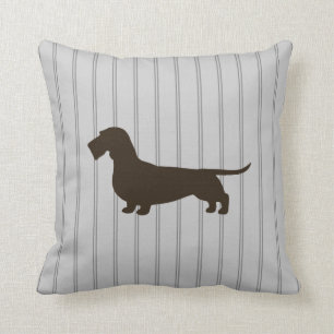 Dachshund Silhouette (Wire Haired Doxie) Throw Pillow