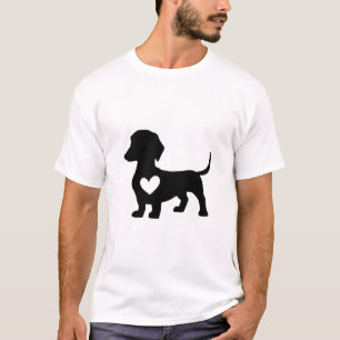 Dachshund Silhouette with Heart T-Shirt