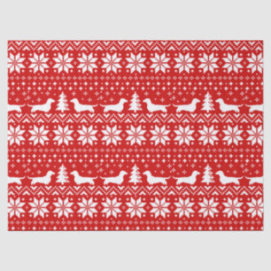 Dachshund Silhouettes Christmas Holiday Pattern Tissue Paper