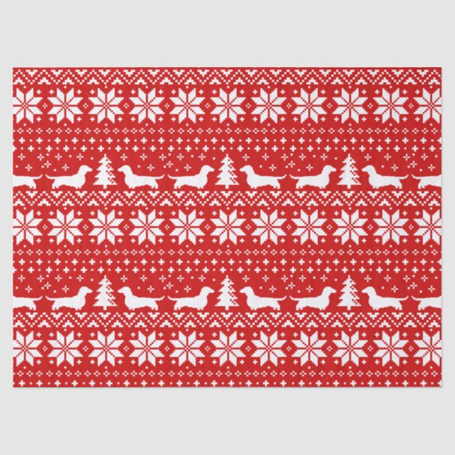 Dachshund Silhouettes Christmas Holiday Pattern Tissue Paper (Front)
