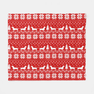 Dachshund Silhouettes Christmas Pattern Fleece Blanket