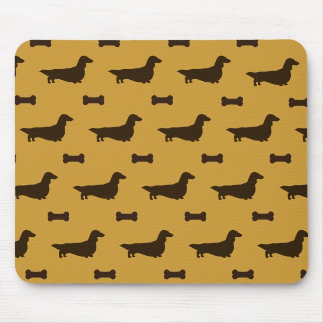Dachshund Silhouettes Pattern (Long Hair Dachshund Mouse Pad (Front)