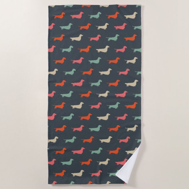Dachshund Silhouettes Wiener Dog Lover's Beach Towel (Front)