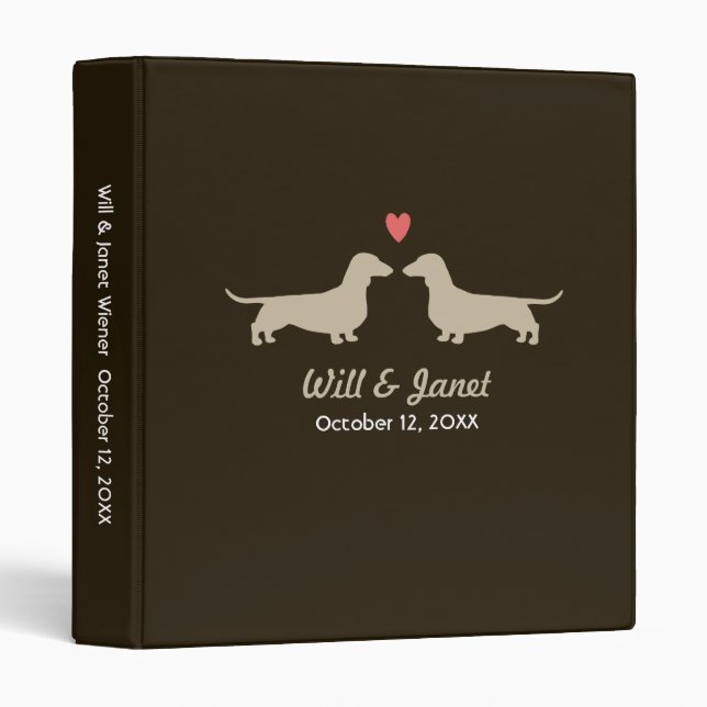 Dachshund Silhouettes with Heart and Text Binder (Front/Spine)