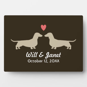 Dachshund Silhouettes with Heart and Text Plaque