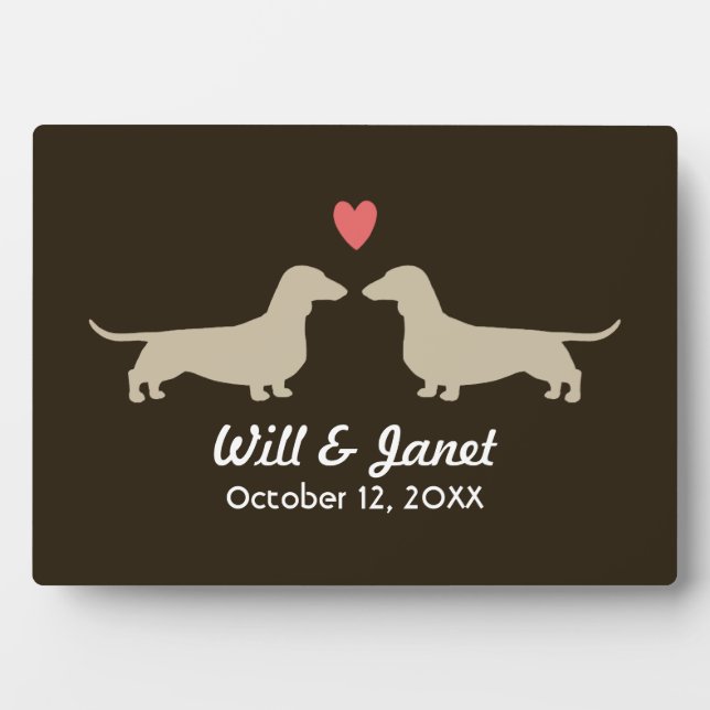Dachshund Silhouettes with Heart and Text Plaque (Front)