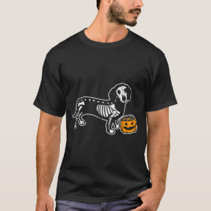 Dachshund Skeleton Jack O Lantern Funny Halloween T-Shirt