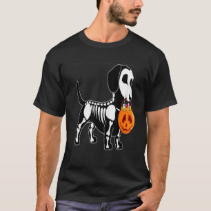 Dachshund Skeleton Jack O Lantern Halloween T-Shirt
