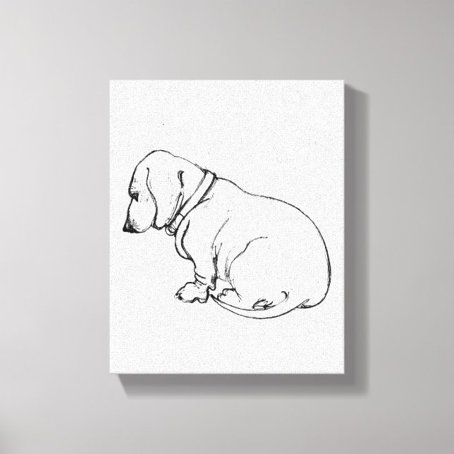 dachshund sketch on stretched canvas (Front)