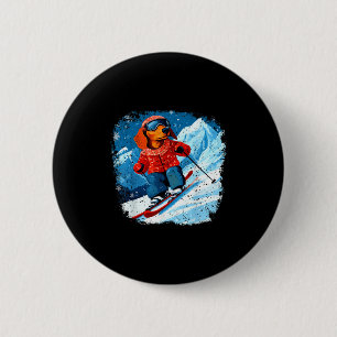Dachshund Ski  2 Inch Round Button