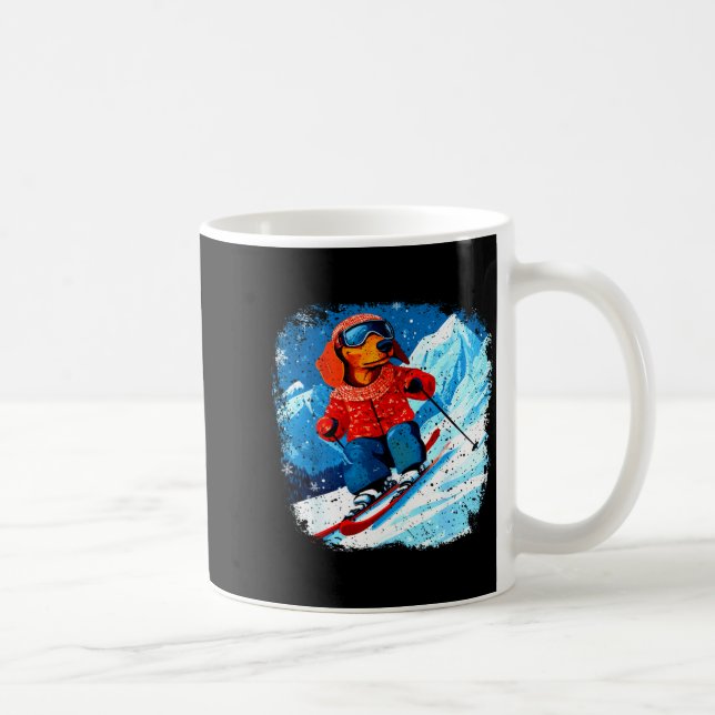Dachshund ski  coffee mug (Right)