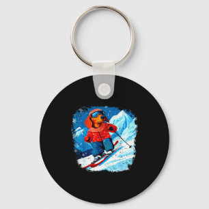 Dachshund ski keychain
