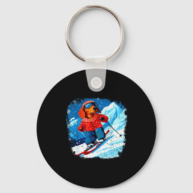 Dachshund ski  keychain (Front)