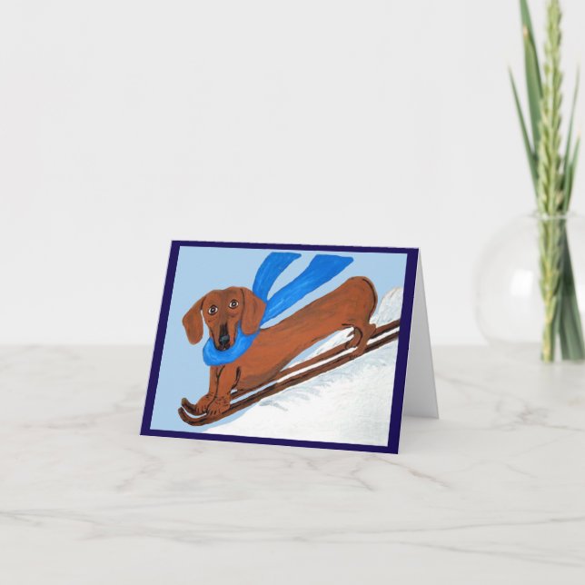 Dachshund Skiing Invitation (Front)