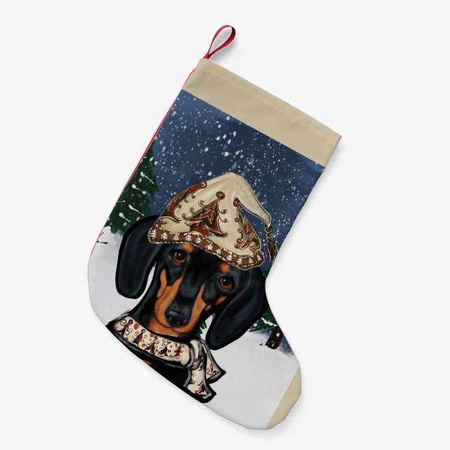 Dachshund Small Christmas Stocking (Front (Hanging))