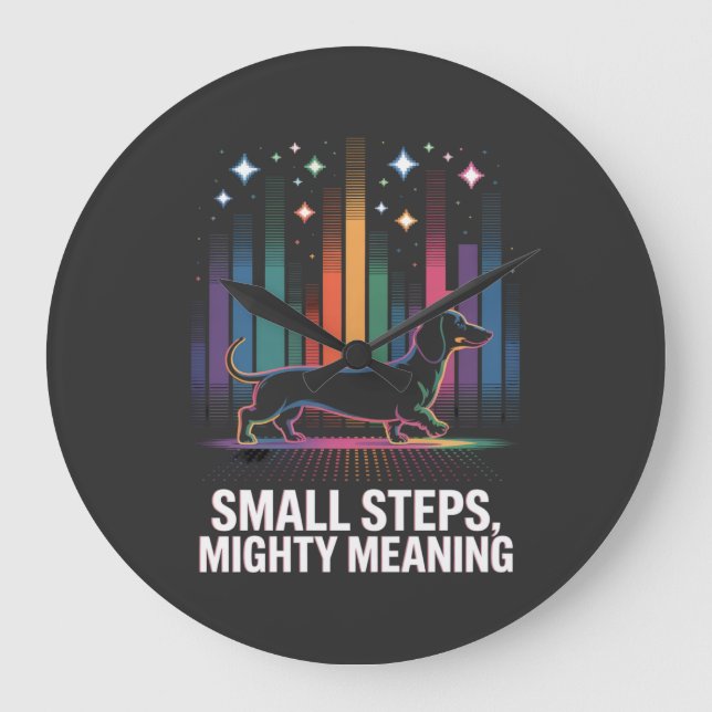 Dachshund Small Steps, Mighty Meaning Large Clock (Front)