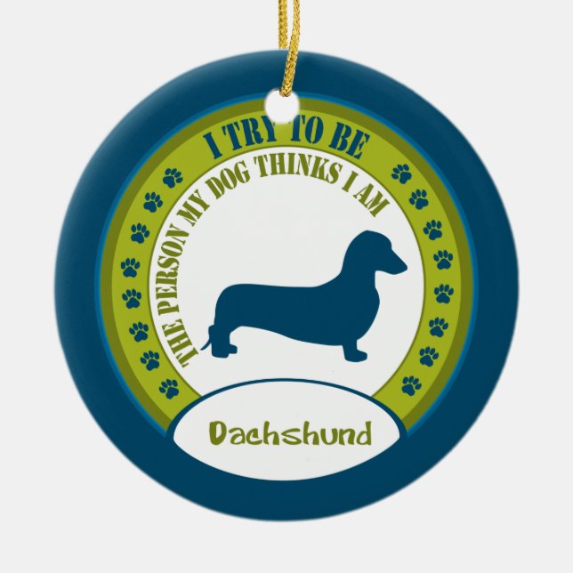 Dachshund [smooth] ceramic ornament (Front)