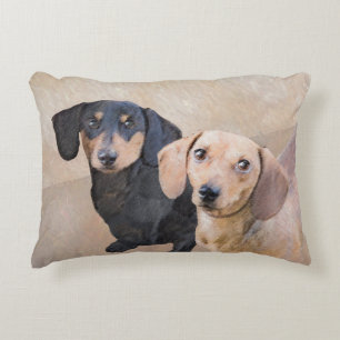 Dachshund (Smooth) Painting - Original Dog Art Accent Pillow
