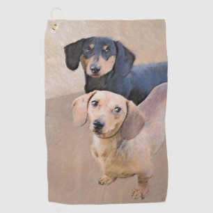 Dachshund (Smooth) Painting - Original Dog Art Golf Towel