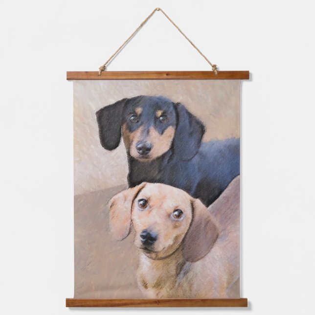 Dachshund (Smooth) Painting - Original Dog Art Hanging Tapestry (Front)