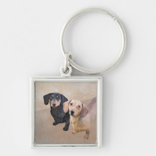 Dachshund (Smooth) Painting - Original Dog Art Keychain