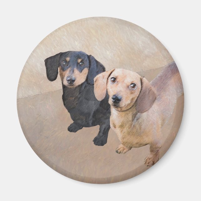 Dachshund (Smooth) Painting - Original Dog Art Magnet (Front)