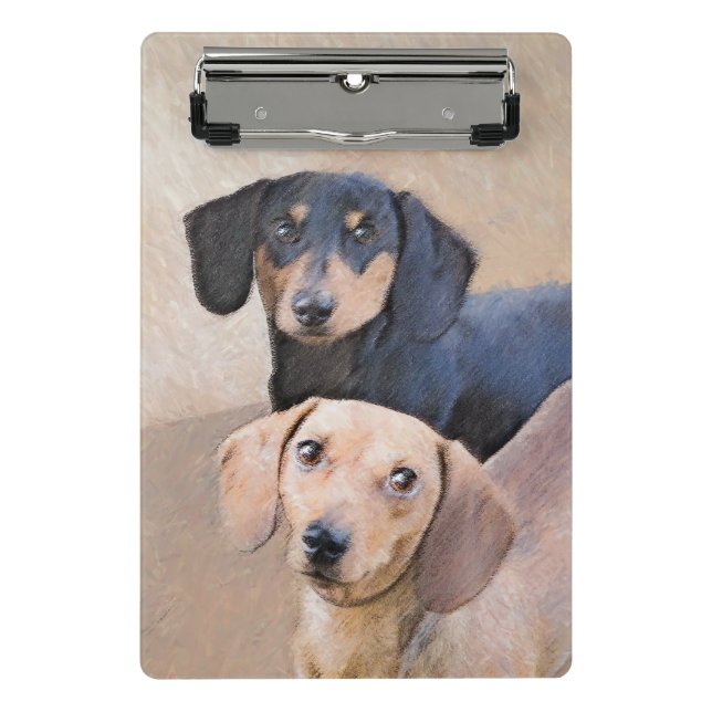 Dachshund (Smooth) Painting - Original Dog Art Mini Clipboard (Front)
